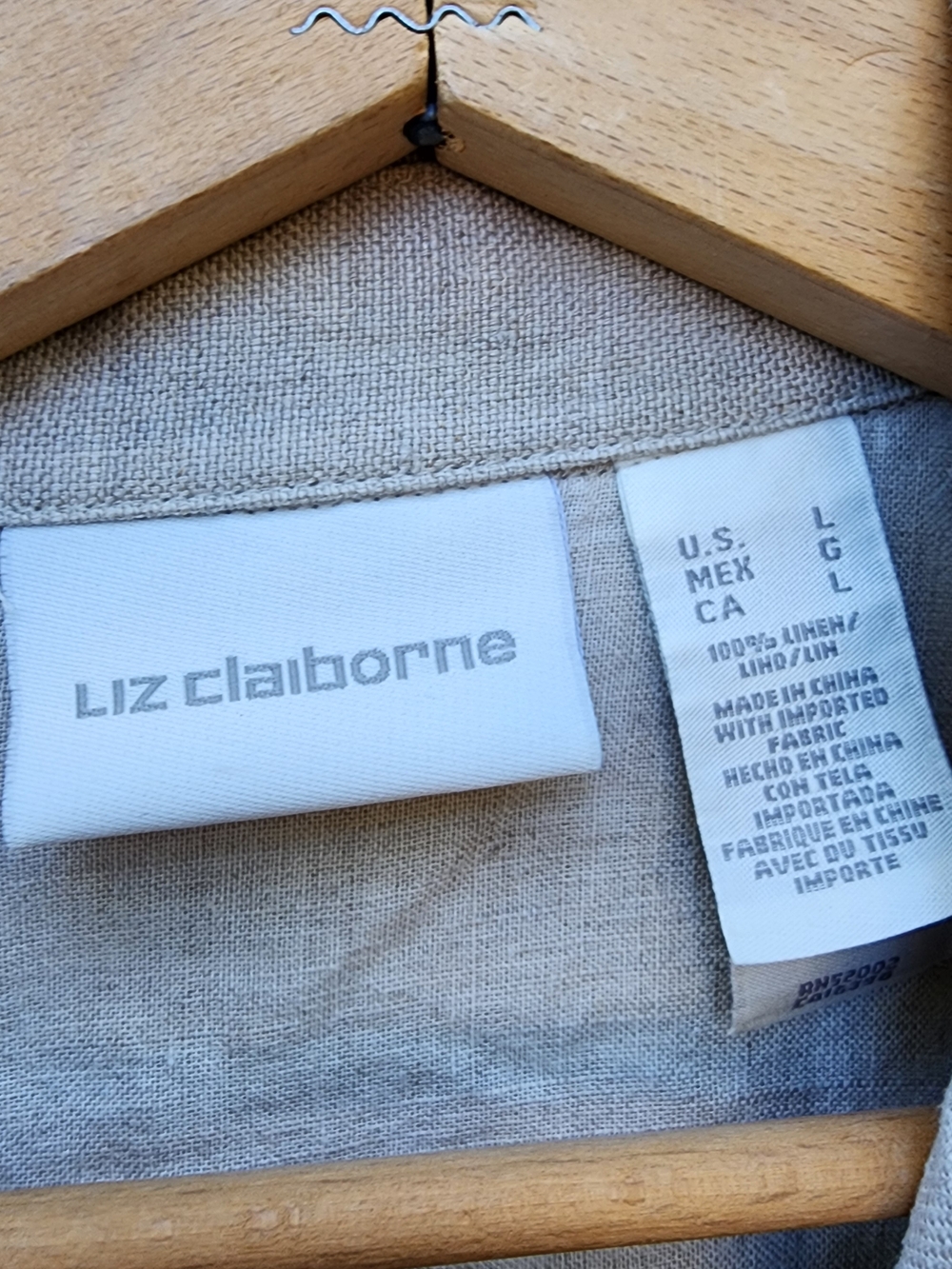 Liz Claiborne 100% Linen Floral Embroidered Trucker Jacket Beige L Cottagecore - Picture 2 of 13